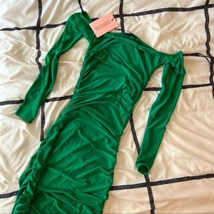 Missguided Bardot Slinky Ruched Midaxi Dress